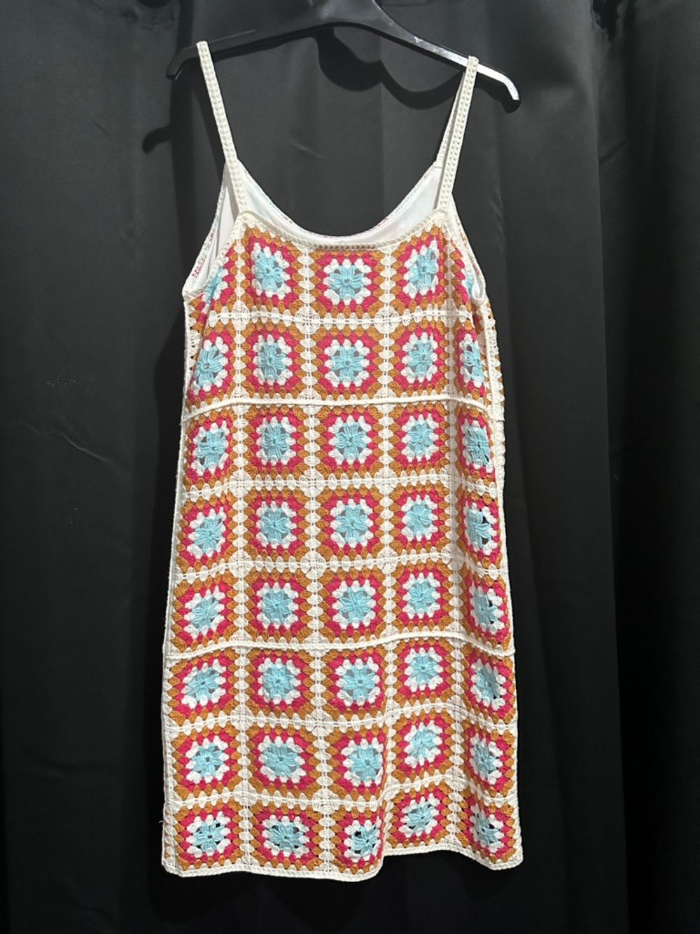 Crochet Willow & Wind Multicolor Slip Dress Size M 70s Style Festival - Picture 5 of 9